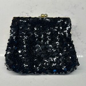 JEM Black Beaded & Sequin Purse | Handmade Vintage Handbag
